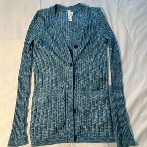 Athleta cardigan size XS teal space dye long and lean stretch fabric cardigan